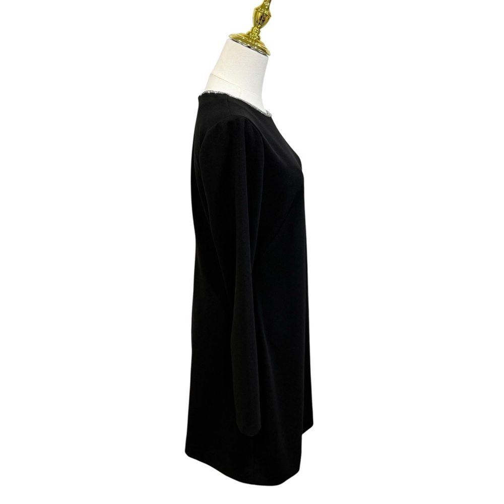 Trina Turk Size 8 Valentine Black Stretch Crepe Rhinestone Collar Dress NWT $248 - Picture 8 of 13